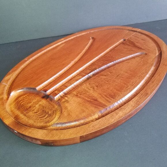 Vintage MCM 60s Baribocraft Canada Solid Red Maple Carving Steak Roast Board 18" - Picture 2 of 10